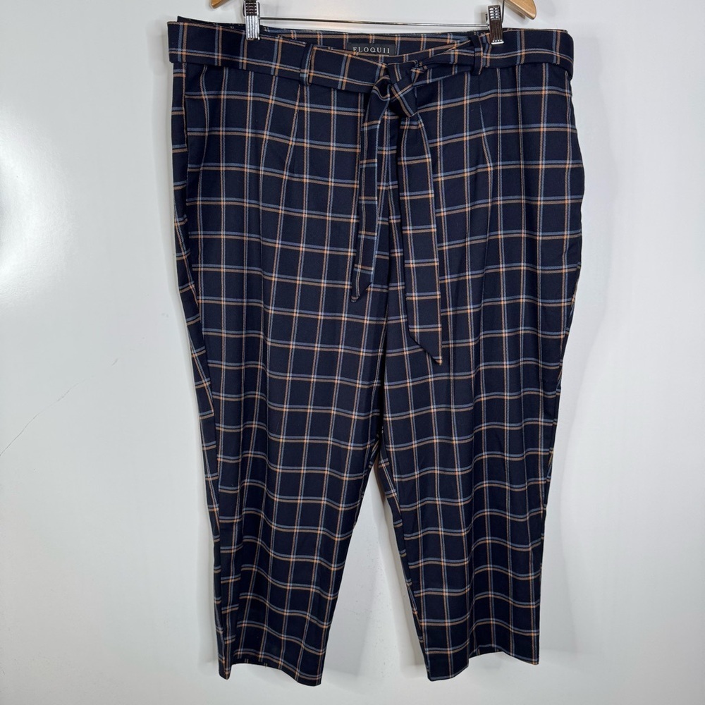 Eloquii Navy Plaid‎ Trousers Size 20